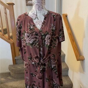 Floral Tie-Front Blouse